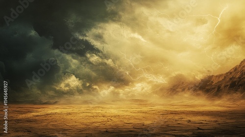 Thunderstorm Clouds Rolling Over Desert Landscape at Dusk