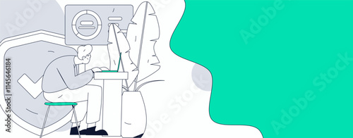 Business network security character flat vector concept operation hand drawn illustration
