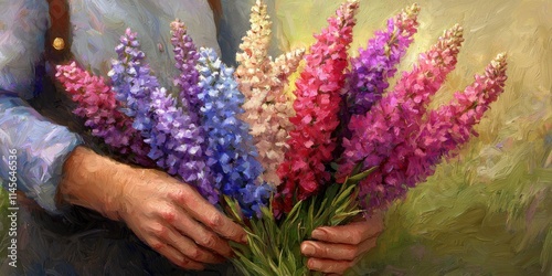 Gardener Holding Vibrant Bouquet of Colorful Flowers