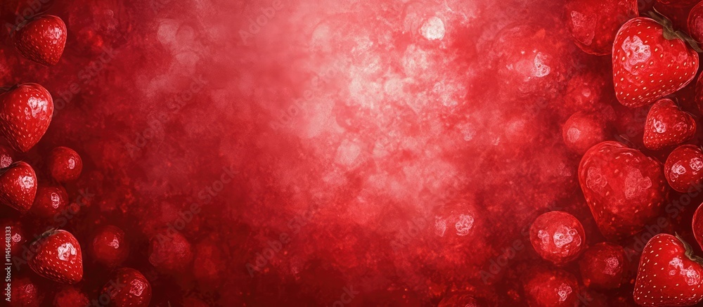 Vibrant fresh red strawberries in a blurred background perfect for food and beverage marketing or summer themed designs