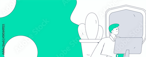 Business network security character flat vector concept operation hand drawn illustration
