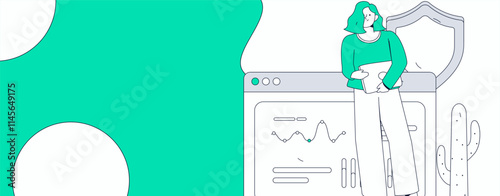 Business network security character flat vector concept operation hand drawn illustration
