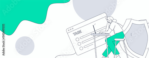 Business network security character flat vector concept operation hand drawn illustration
