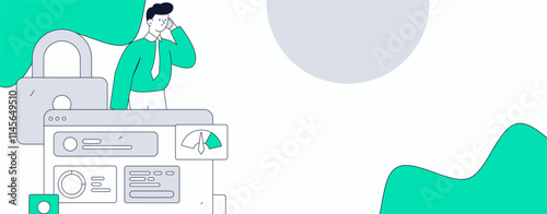 Business network security character flat vector concept operation hand drawn illustration
