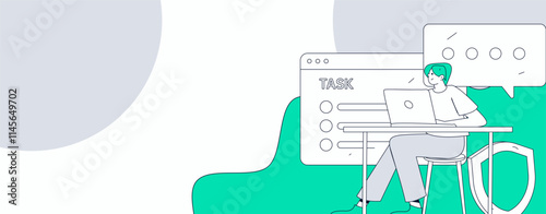 Business network security character flat vector concept operation hand drawn illustration
