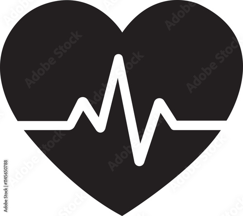 Heart beat icon. Heart beat simple vector icon.Heart beat one line. Continuous lines heart beats drawing.Heart shape with pulse line.Heart and Pulse Trace Icon with Editable Stroke.