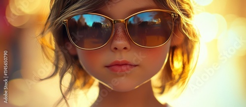 Wallpaper Mural Young girl wearing stylish sunglasses with sunlit background, capturing a serene and confident summer vibe. Torontodigital.ca