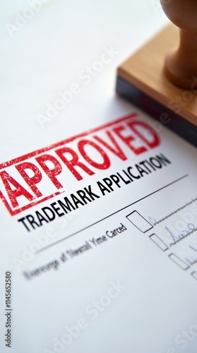 Close-Up of Trademark Application with Approved Stamp