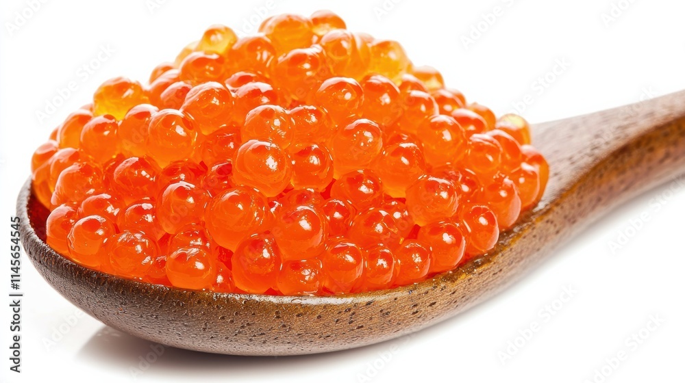Savoring delicacies fresh salmon roe in wooden spoon culinary scene gourmet cuisine Savoring delicacies fresh salmon roe in wooden spoon culinary scene gourmet cuisine