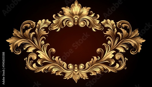 Ornate Golden Frame Decorative Design Element