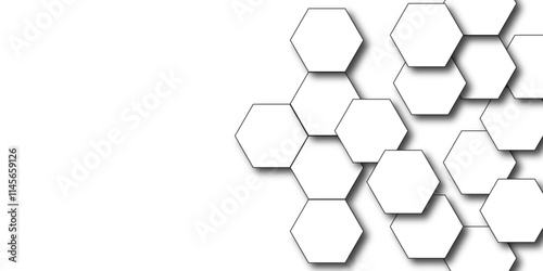 Abstract hexagonal futuristic  3d white surface. Luxury white pattern with hexagons. 3D futuristic abstract honeycomb mosaic background. 3d hexagon with shadow