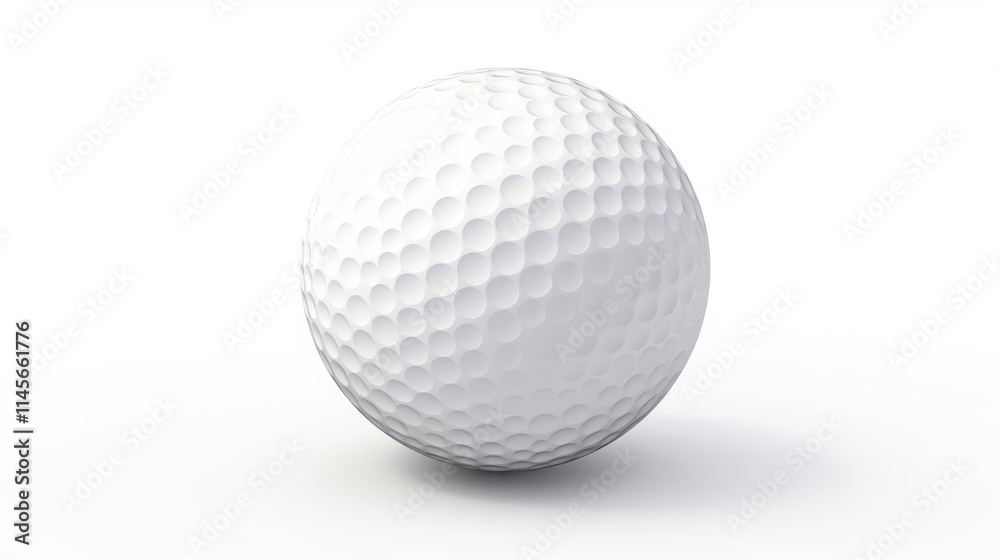 Realistic golf ball on a clean white background showcasing texture and detail suitable for sports and recreation related designs. Realistic golf ball on a clean white background showcasing texture and detail suitable for sports and recreation related designs.