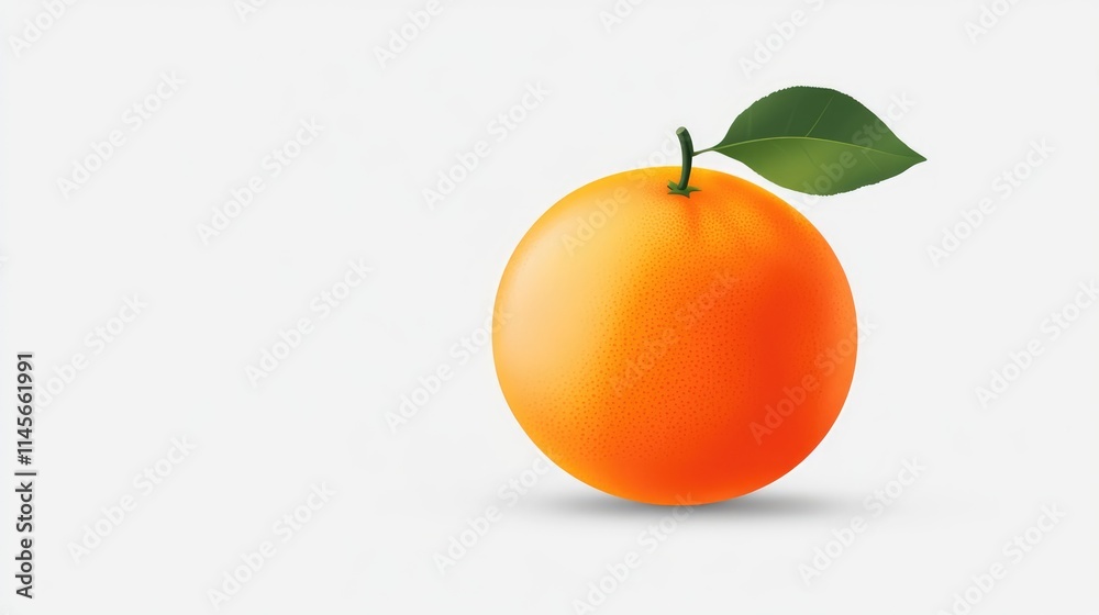 Fresh ripe orange fruit with green leaf isolated on clean white background showcasing vibrant color and natural beauty. Fresh ripe orange fruit with green leaf isolated on clean white background showcasing vibrant color and natural beauty.