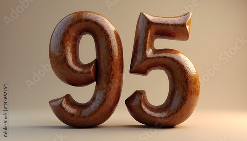 Wooden Number Ninety-Five: A Polished 3D Render photo