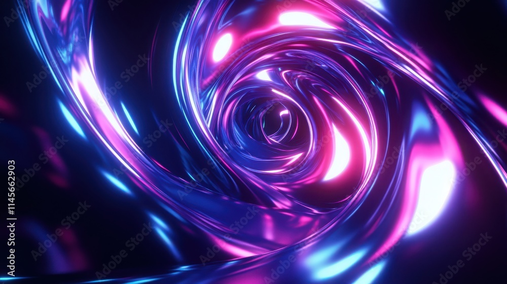 Obraz premium Abstract swirling neon lights create a vibrant vortex