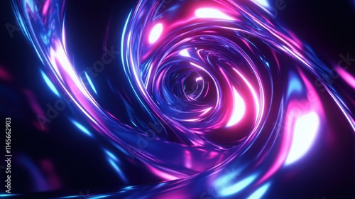 Abstract swirling neon lights create a vibrant vortex