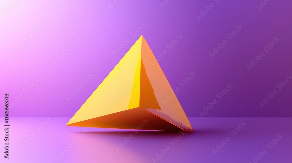 Yellow geometric shape on vibrant purple background modern digital illustration abstract artwork for creative projects Yellow geometric shape on vibrant purple background modern digital illustration abstract artwork for creative projects