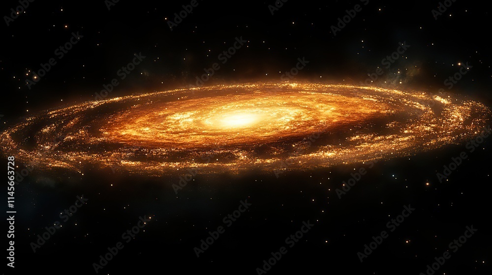Fototapeta premium A planet orbits a galaxy in space, a dark universe background for adventure and exploration, a wallpaper design showcasing the beauty and mystery of the cosmos.