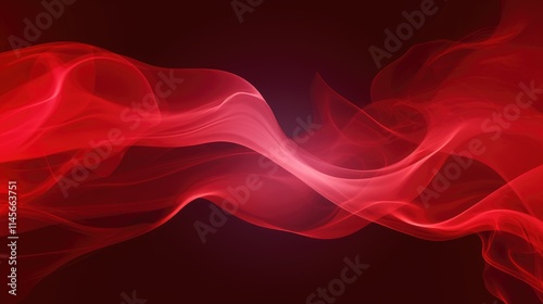 Red abstract background with smooth flowing smoke waves creating a dynamic and elegant visual texture for artistic design projects