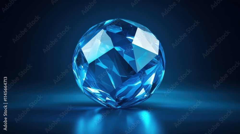 Luminous Sapphire Sphere: A 3D Render of a Sparkling Gemstone Luminous Sapphire Sphere: A 3D Render of a Sparkling Gemstone