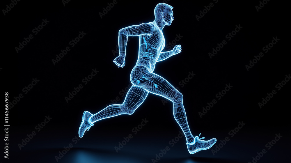 Wireframe Runner Futuristic Athlete in Motion Wireframe Runner Futuristic Athlete in Motion