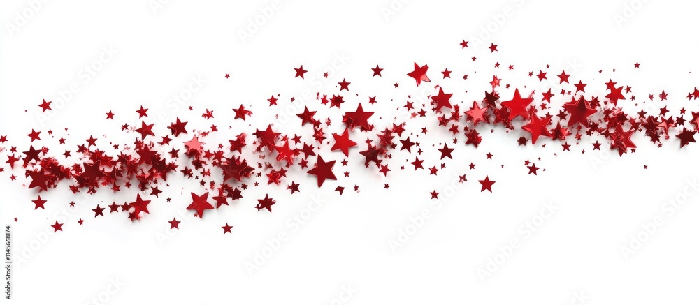 Red star decorations forming a festive New Year celebration background isolated on white for holiday themed designs and greetings Red star decorations forming a festive New Year celebration background isolated on white for holiday themed designs and greetings
