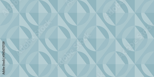 Modern geometric pattern with tessellated circles and diamonds in cool blue tones. Ideal for wallpapers, textiles, packaging, web backgrounds, or contemporary design projects.