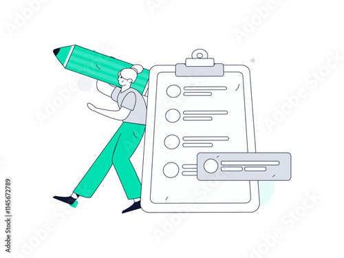 Invite friends to conduct questionnaire flat vector concept operation hand drawn illustration
