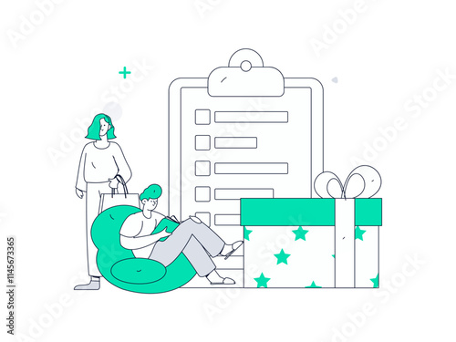 Invite friends to conduct questionnaire flat vector concept operation hand drawn illustration
