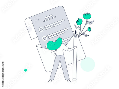 Invite friends to conduct questionnaire flat vector concept operation hand drawn illustration
