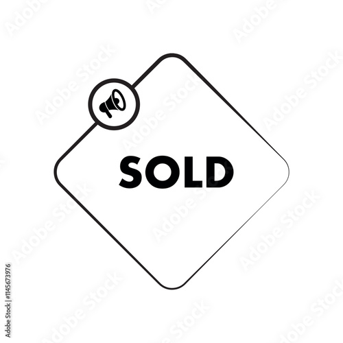 Red sold sign. Vector icon.	