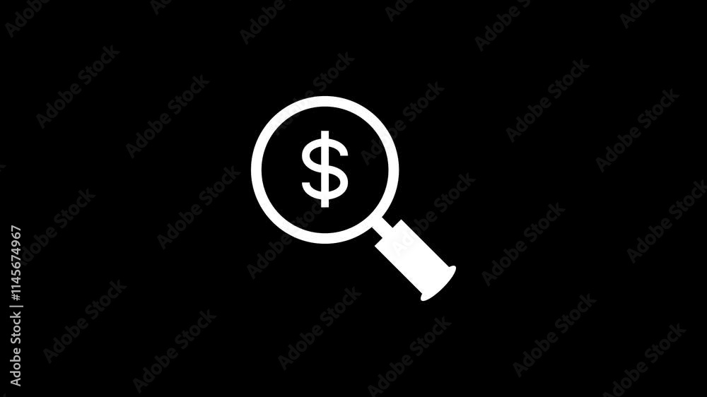 Magnifying Search Icon with Dollar Sign for Business Search. Magnifying Search Icon with Dollar Sign for Business Search.