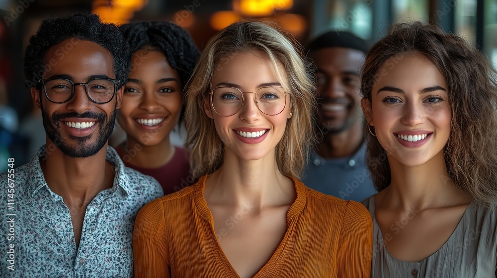 Fototapeta premium A portrait of business people smiling and supporting each other represents cooperation, diversity, and leadership in a company.