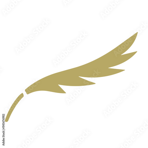  gold feather icon. elegant feather