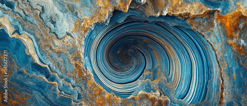 Bessel Function Wave Interference: Blue and Gold Swirl photo