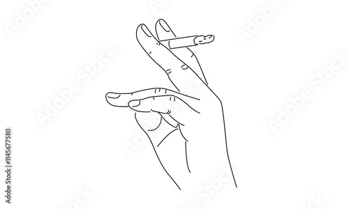 line art of hand holding cigarette illustration