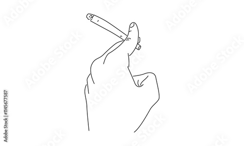 line art of hand holding cigarette illustration