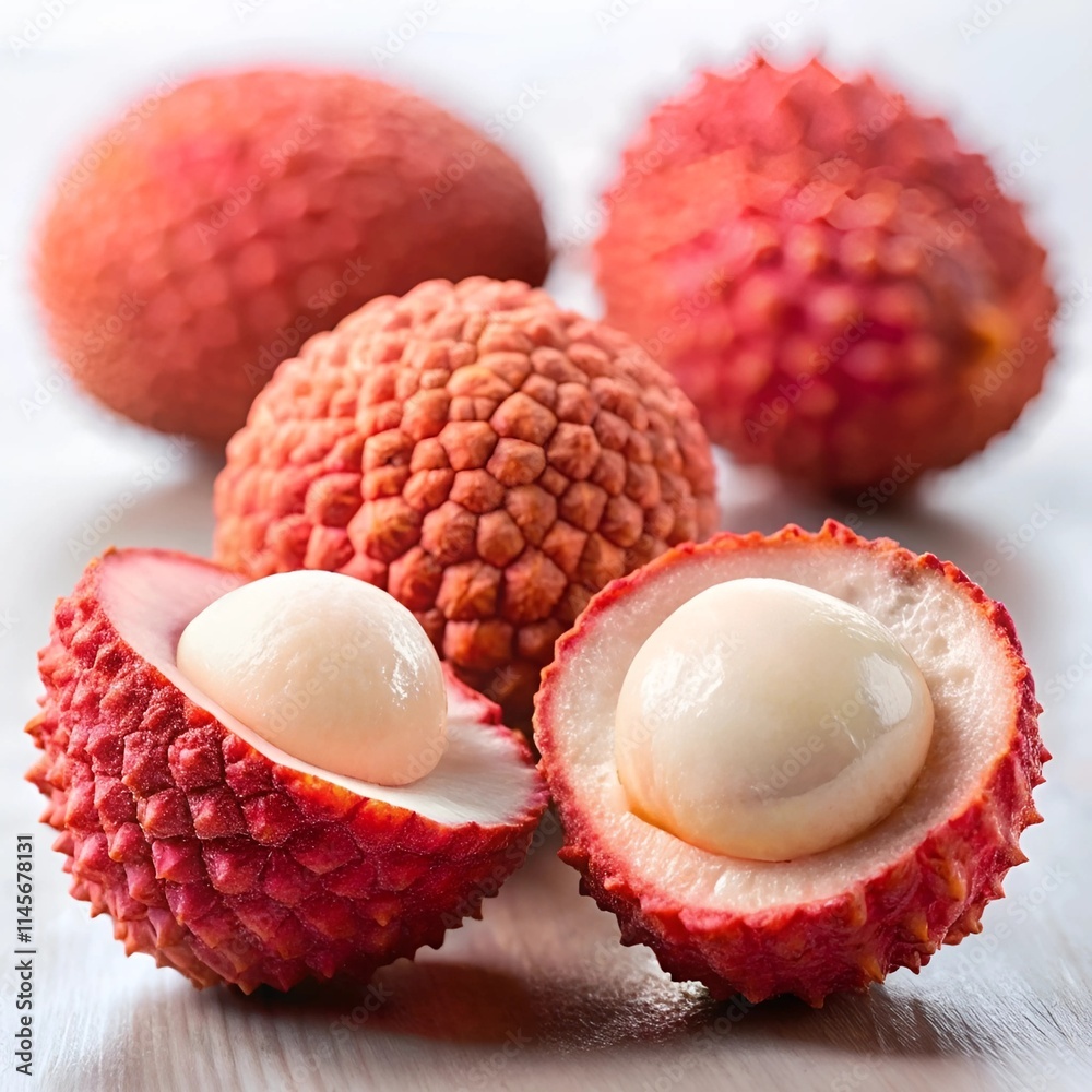 delicious litchi cut out on white background delicious litchi cut out on white background
