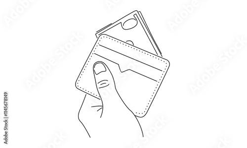 line art of hand holding wallet