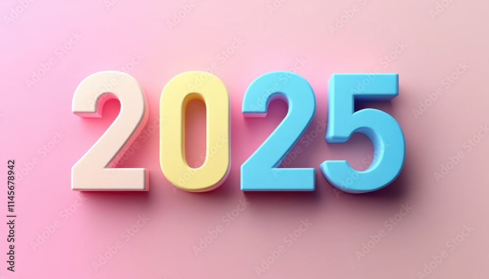 Pastel Number Two Thousand Twenty Five on Pink Pastel Number Two Thousand Twenty Five on Pink