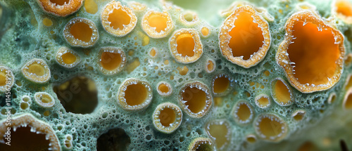 Lichen Thallus Macro Photography: Intricate Patterns and Symbiotic Algae photo