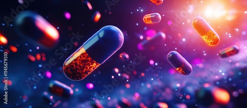 Pills and capsules in motion illustrating Berotralstat for hereditary angioedema prophylaxis highlighting patient care and treatment concepts photo