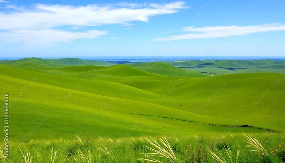 Rolling Green Hills Under a Summer Sky Rolling Green Hills Under a Summer Sky