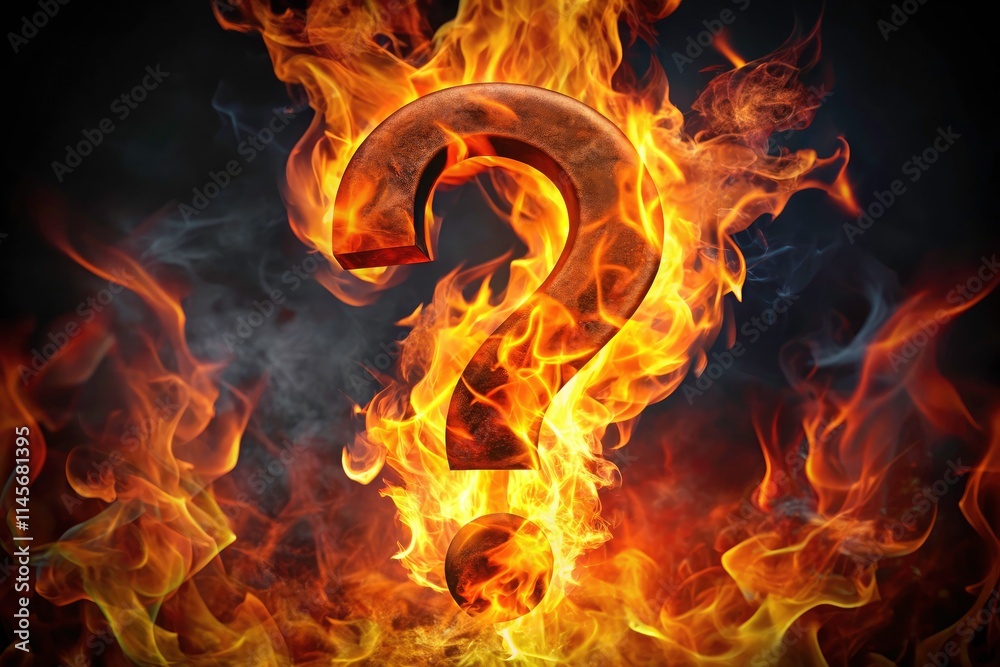 Fototapeta premium Loopable Burning Question Mark Animation: Hot Topic, Confusion, Inquiry, Animated GIF