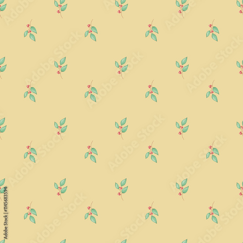Seamless pattern with Christmas berries