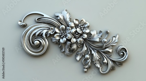 Elegant floral silver ornament design for home decor and crafting projects photo