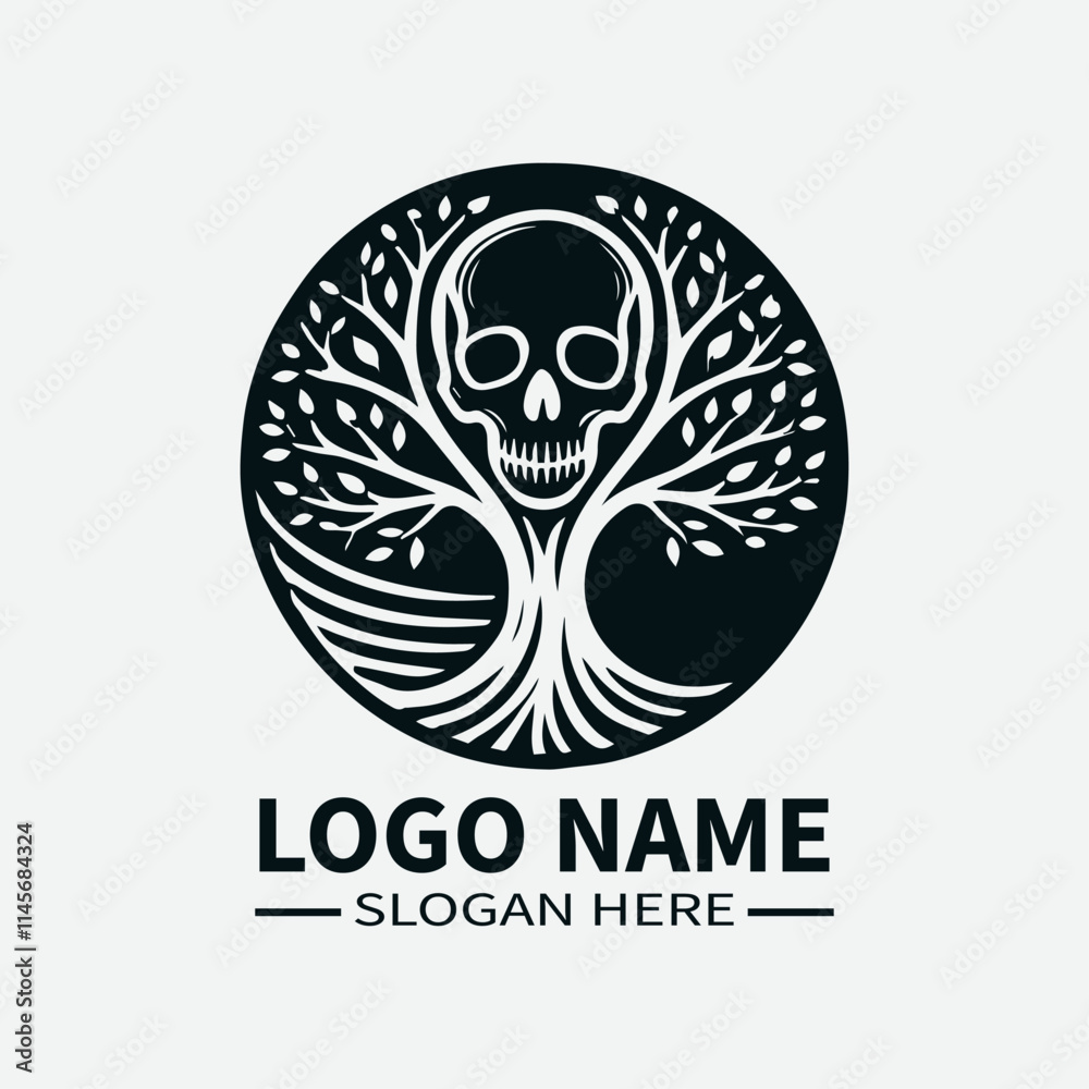 Tree of Life Skull Logo Design, Skull and Tree Symbol Logo, Life and Death Logo, Nature and Mortality Logo, Dark Fantasy Logo. Tree of Life Skull Logo Design, Skull and Tree Symbol Logo, Life and Death Logo, Nature and Mortality Logo, Dark Fantasy Logo.