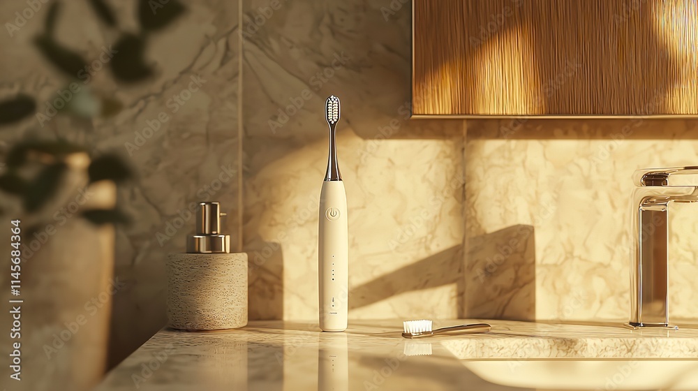 Minimalist Electric Toothbrush on a Neutral Background Minimalist Electric Toothbrush on a Neutral Background