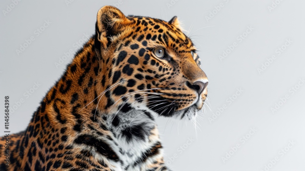 Obraz premium Realistic leopard PNG with transparent background for graphic design, digital art, and creative projects.