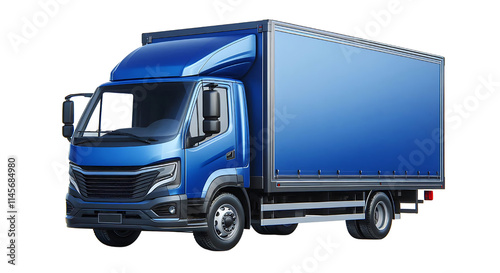 Blue semi truck isolated from transparent png empty background photo